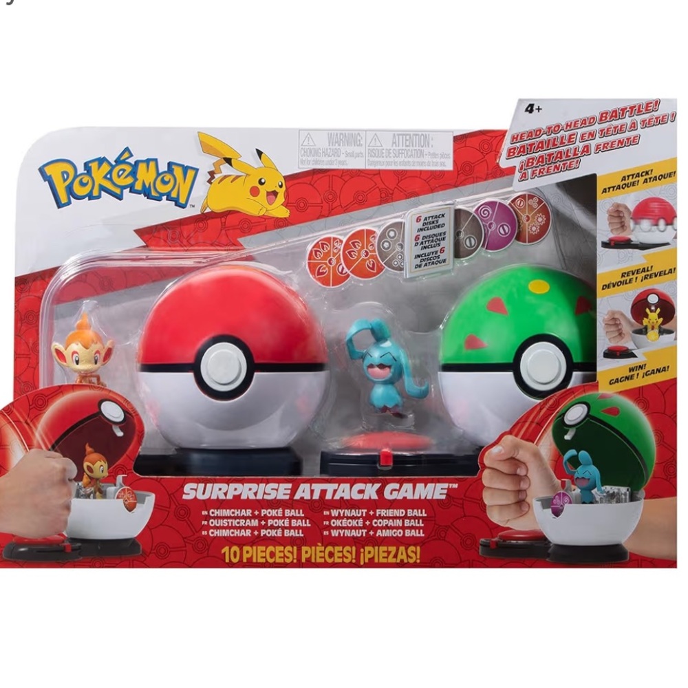Pokémon Surprise Attack Game- Chimchar with Poké Ball vs. Wynaut
